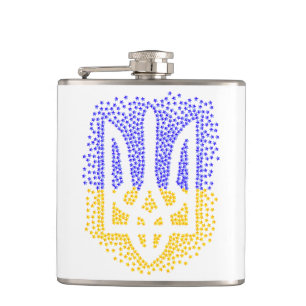 Ukrainian heraldry trident tryzub scattering stars hip flask