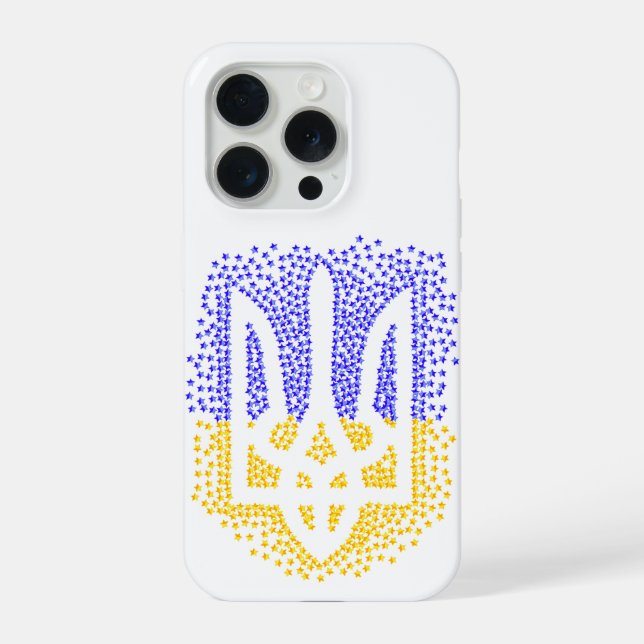 Ukrainian heraldry trident tryzub scattering stars iPhone case (Back)