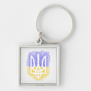 Ukrainian heraldry trident tryzub scattering stars keychain