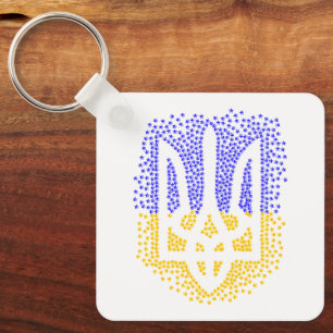 Ukrainian heraldry trident tryzub scattering stars keychain