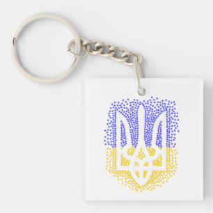 Ukrainian heraldry trident tryzub scattering stars keychain