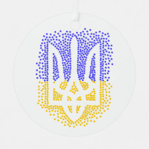 Ukrainian heraldry trident tryzub scattering stars metal ornament