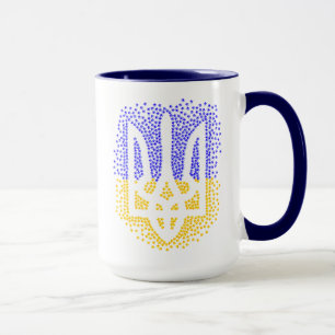 Ukrainian heraldry trident tryzub scattering stars mug