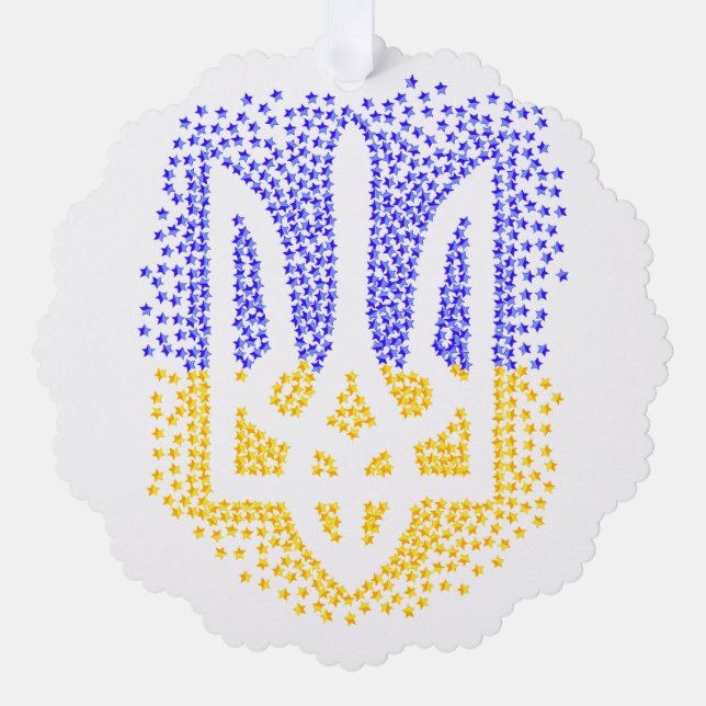 Ukrainian heraldry trident tryzub scattering stars ornament card (Front)