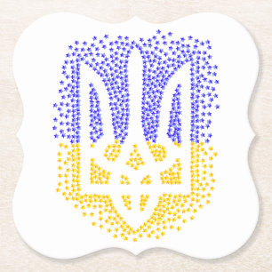 Ukrainian heraldry trident tryzub scattering stars paper coaster