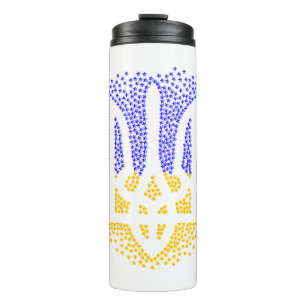 Ukrainian heraldry trident tryzub scattering stars thermal tumbler