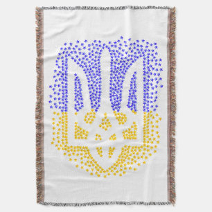Ukrainian heraldry trident tryzub scattering stars throw blanket