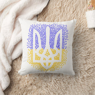 Ukrainian heraldry trident tryzub scattering stars throw pillow