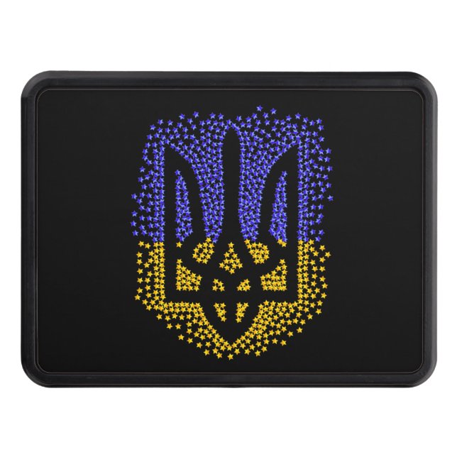 Ukrainian heraldry trident tryzub scattering stars trailer hitch cover (Front)