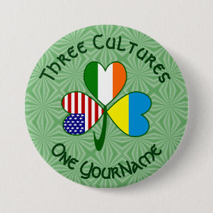 Ukrainian Irish American Flags Shamrock Personal 3 Inch Round Button