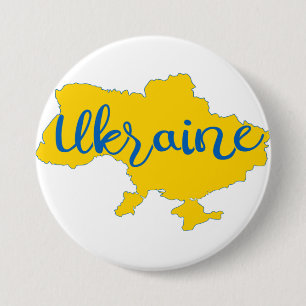 Ukrainian map and lettering  3 inch round button