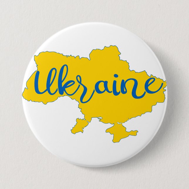 Ukrainian map and lettering  3 inch round button (Front)