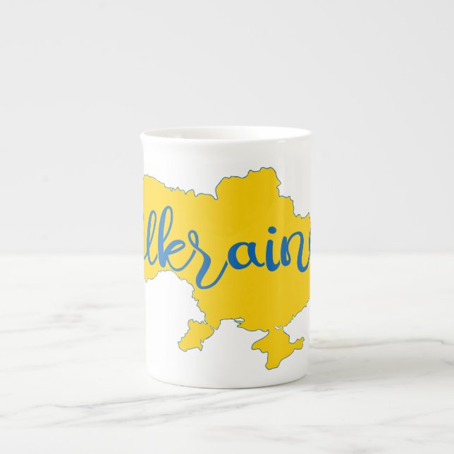 Ukrainian map and lettering  bone china mug (Front)