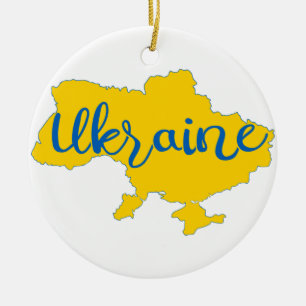 Ukrainian map and lettering ceramic ornament