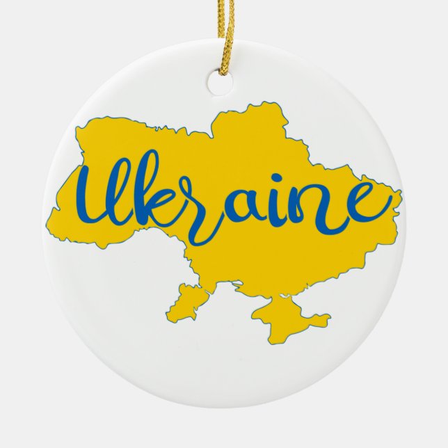 Ukrainian map and lettering   ceramic ornament (Front)