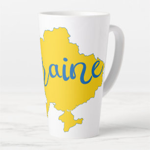 Ukrainian map and lettering latte mug