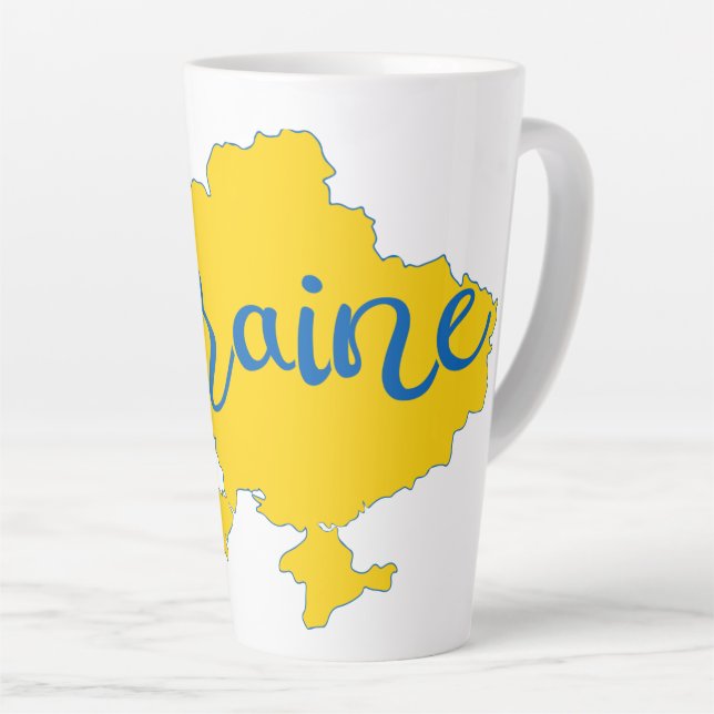 Ukrainian map and lettering  latte mug (Right Angle)