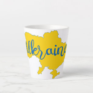Ukrainian map and lettering latte mug