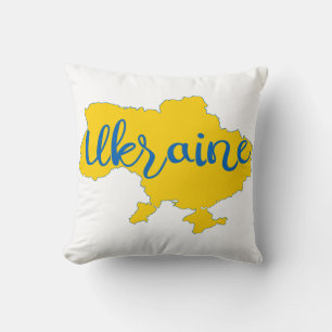 Ukrainian map and lettering throw pillow