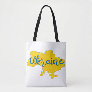 Ukrainian map and lettering tote bag