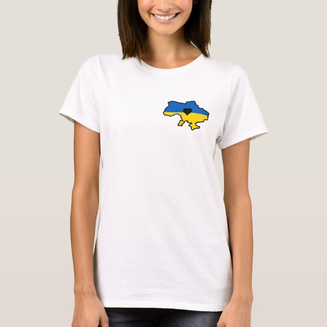 Ukrainian map in blue and yellow colours with hear T-Shirt (Front)