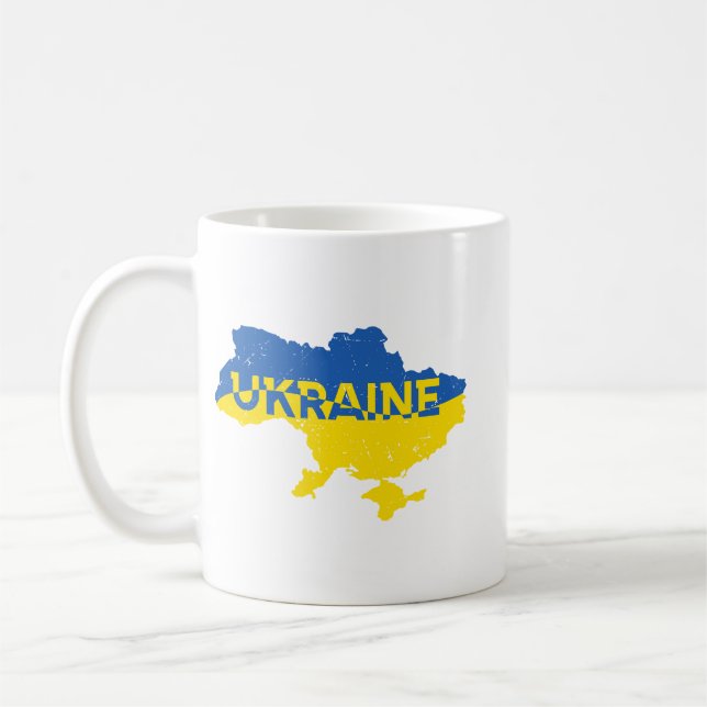 Ukrainian map with inscription Ukraine. Ukraine Coffee Mug (Left)
