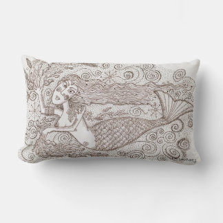 Ukrainian Mermaid Folk Art Lumbar Pillow