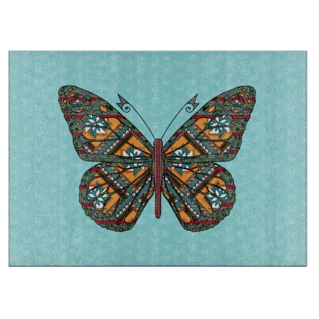 Ukrainian Monarch Glass Cutting Board (Front)