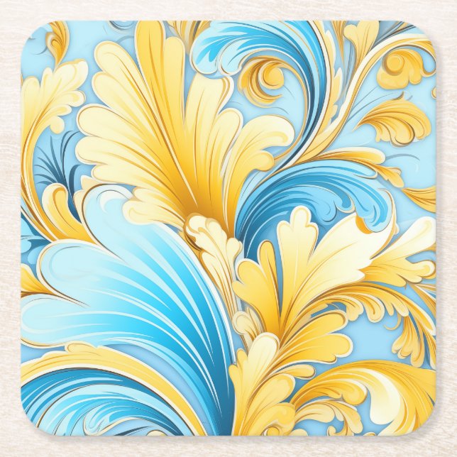 Ukrainian motifs  square paper coaster (Front)
