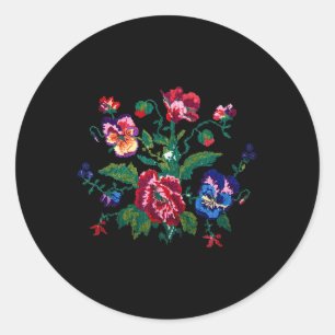 Ukrainian National Clothing Ukrainian Embroidery F Classic Round Sticker