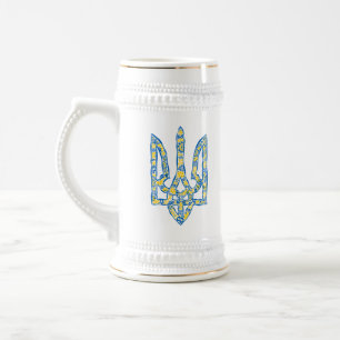 Ukrainian national emblem trident tryzub ethnical beer stein