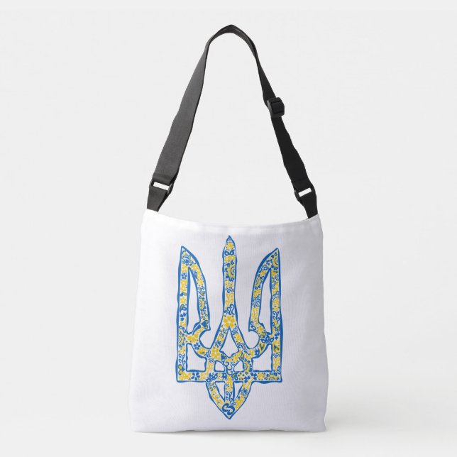 Ukrainian national emblem trident tryzub ethnical  crossbody bag (Front)