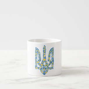 Ukrainian national emblem trident tryzub ethnical espresso cup