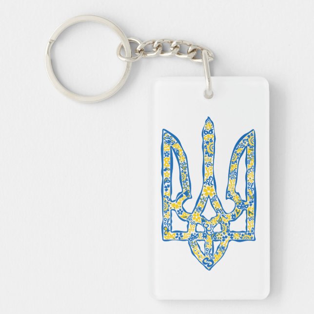 Ukrainian national emblem trident tryzub ethnical keychain (Front)