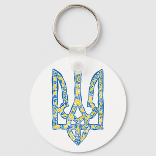 Ukrainian national emblem trident tryzub ethnical keychain