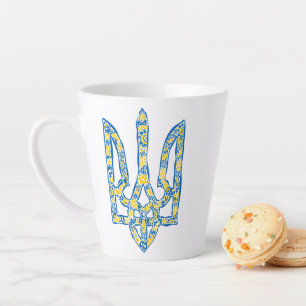 Ukrainian national emblem trident tryzub ethnical latte mug