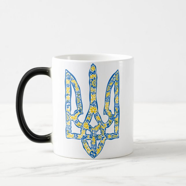 Ukrainian national emblem trident tryzub ethnical magic mug (Left)