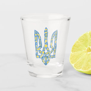 Ukrainian national emblem trident tryzub ethnical shot glass