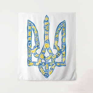 Ukrainian national emblem trident tryzub ethnical tapestry