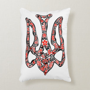 Ukrainian national emblem trident tryzub stylized accent pillow