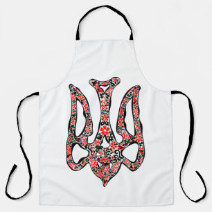 Ukrainian national emblem trident tryzub stylized apron