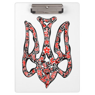 Ukrainian national emblem trident tryzub stylized clipboard