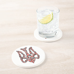 Ukrainian national emblem trident tryzub stylized coaster