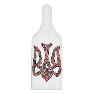 Ukrainian national emblem trident tryzub stylized cutting board