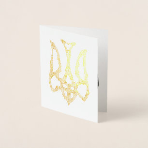 Ukrainian national emblem trident tryzub stylized foil card