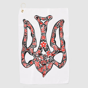 Ukrainian national emblem trident tryzub stylized golf towel