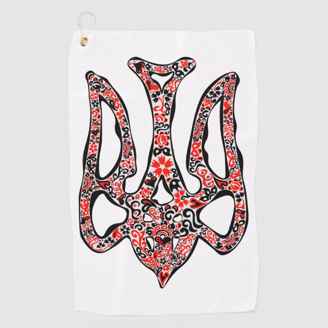 Ukrainian national emblem trident tryzub stylized golf towel (Front)