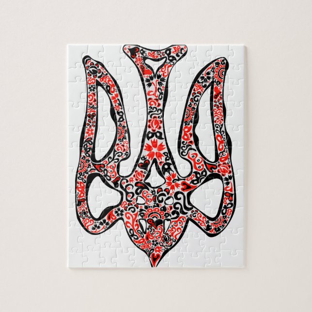 Ukrainian national emblem trident tryzub stylized jigsaw puzzle (Vertical)