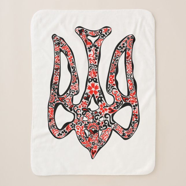 Ukrainian national emblem trident tryzub stylized sherpa blanket (Front)