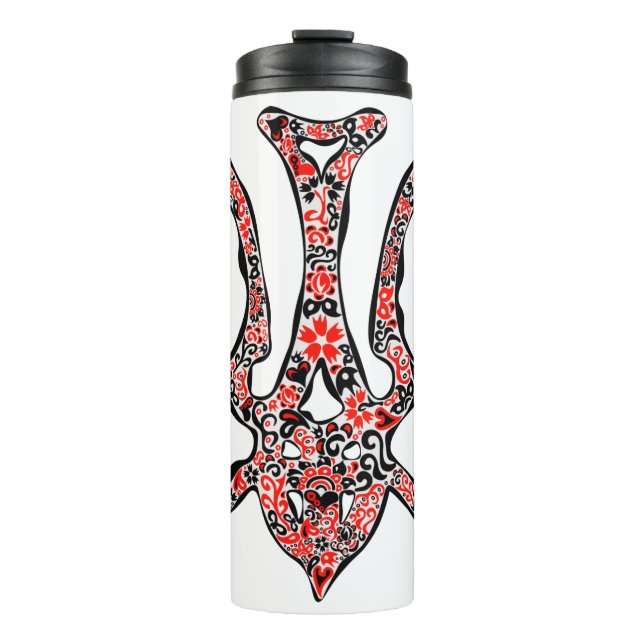 Ukrainian national emblem trident tryzub stylized thermal tumbler (Front)